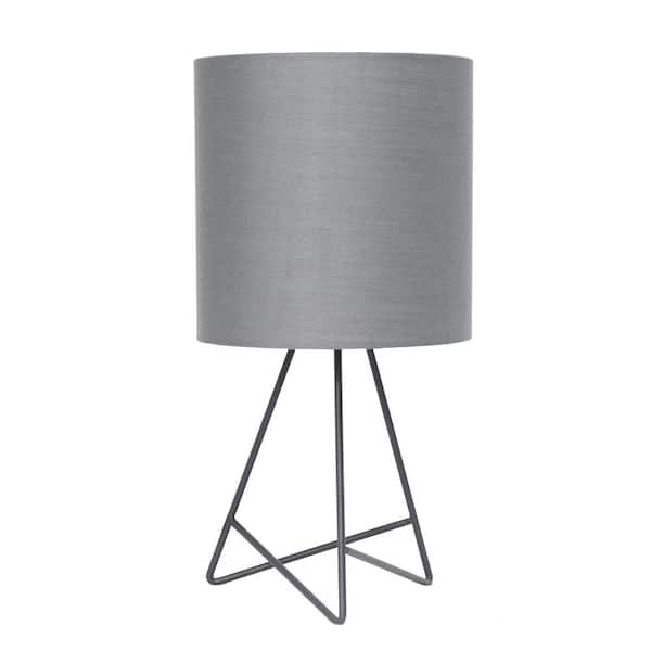 Creekwood home Glamora 14 in. Modern Chic Wire Table Lamp, for Living Room, Bedroom, Home Decor, Gray with Gray Shade