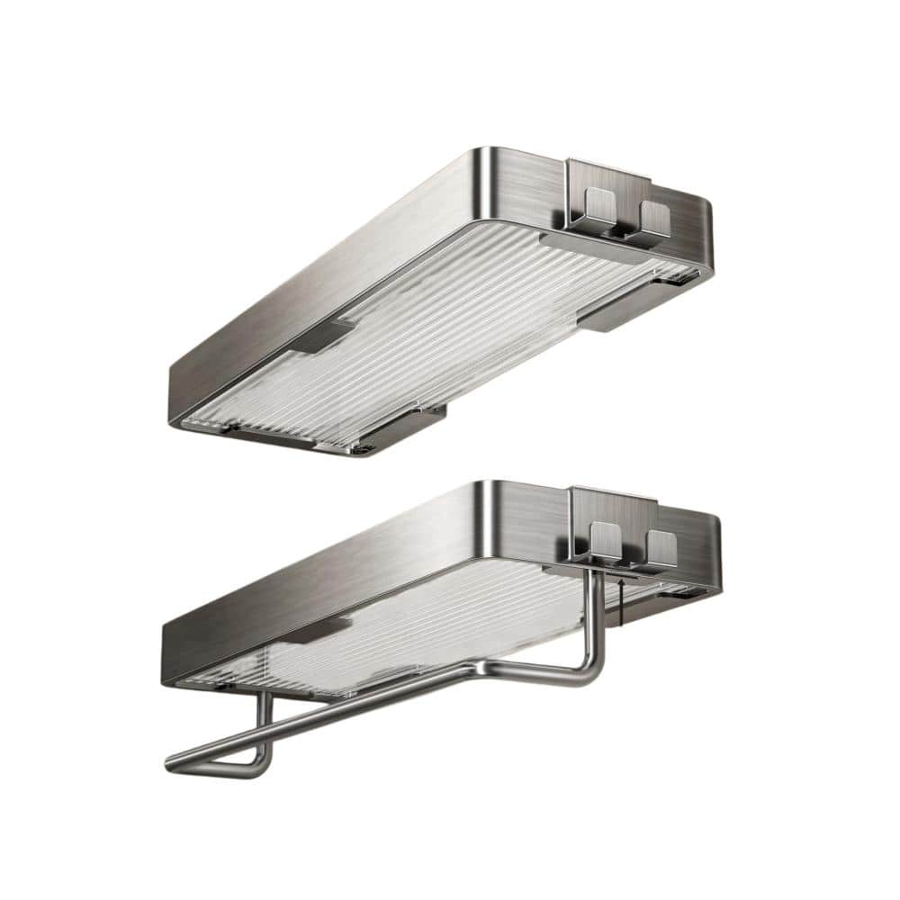 15.7 in. W x 4.68 in. D Brushed Nickel Decorative Wall 2-Tier Floating Shelf with Removable Hooks price history on PriceWatchPro