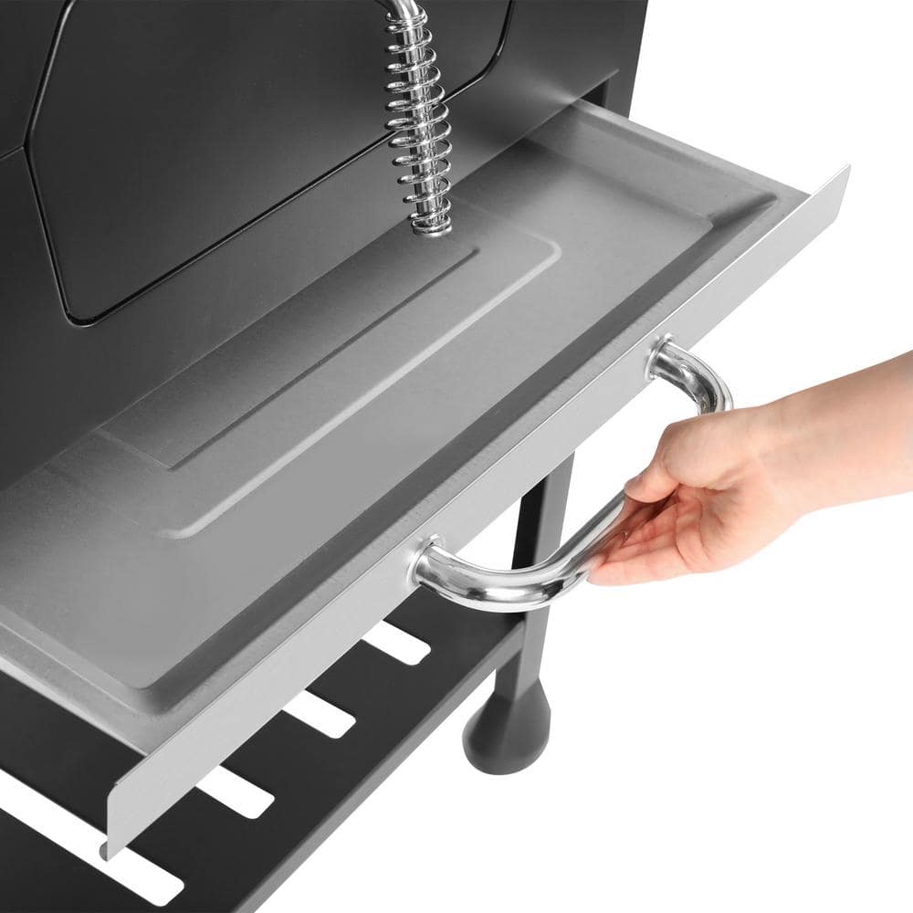 Royal Gourmet 24-Inch Black Barrel Charcoal Grill with Side Table