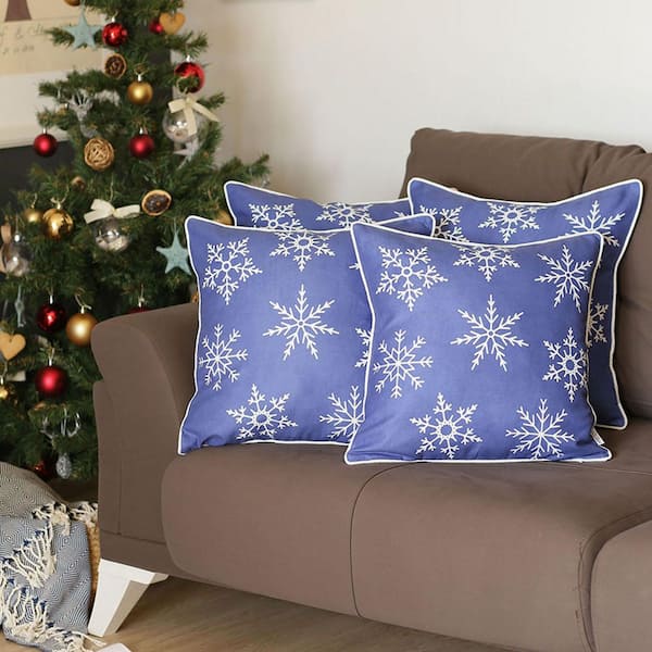 Blue snowflake outlet pillow