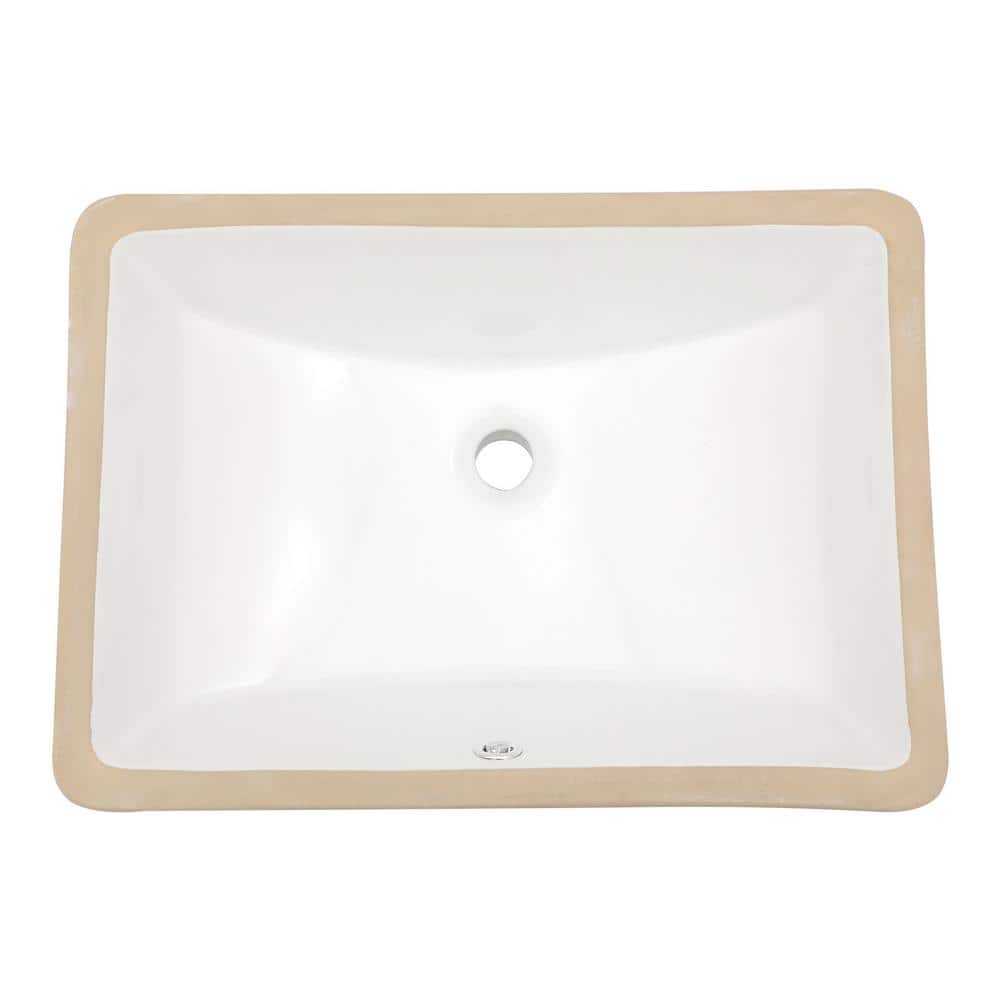 21.5'' x 15'' White Ceramic Rectangular Undermount Bathroom Sink