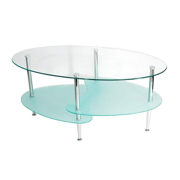 walker edison glass oval coffee table