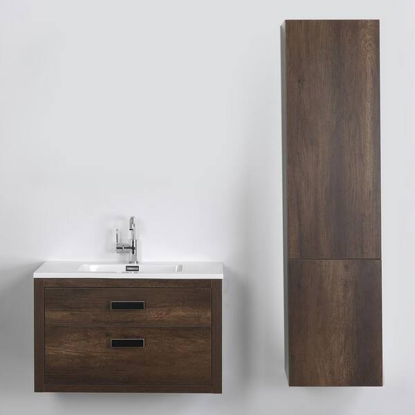 Streamline 31.5 in. W x 19.3 in. H Bath Vanity in Brown with Resin Vanity Top in White with White Basin