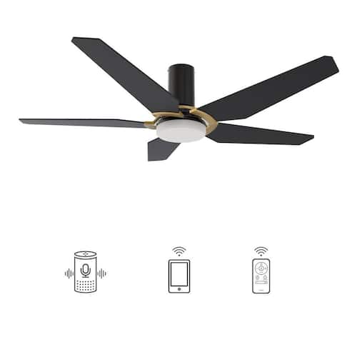 Voyager 52 Dimmable LED Indoor/Outdoor Black Smart Ceiling Fan