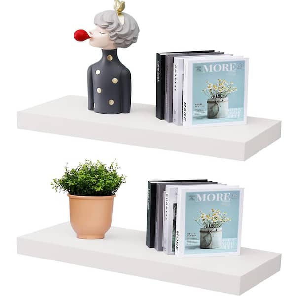 Unbranded 23.6 in. W x 8 in. D Wood Floating Decorative Wall Shelf (Set of 2)