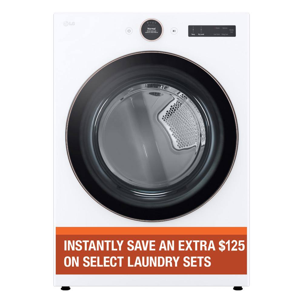 LG 7.4 cu. ft. Vented Stackable SMART Electric Dryer in White with