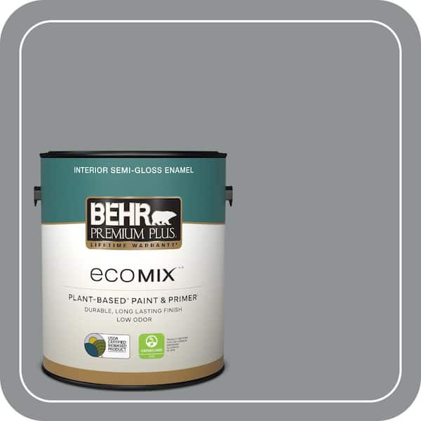 1 gal. #770F-4 Gray Area Semi-Gloss Enamel EcoMix Plant-Based Interior Paint & Primer
