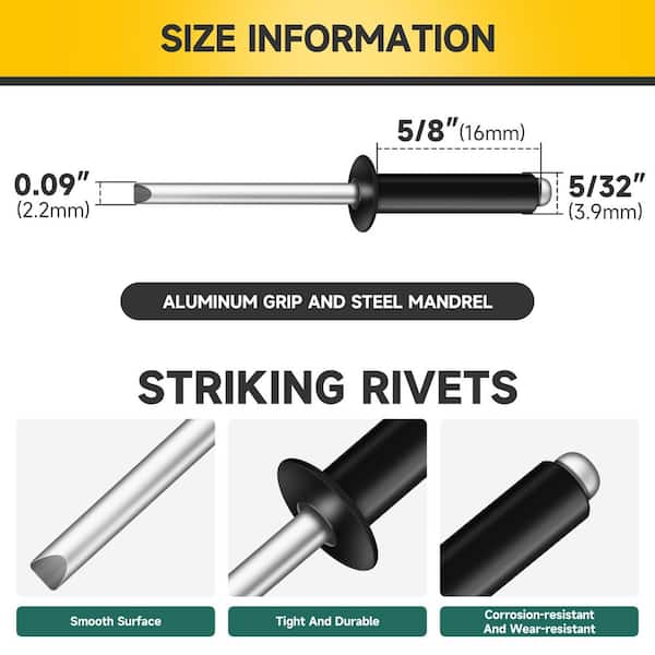 5/32 in. x 5/8 in. Aluminum Blind Pop Rivets (300-Pack) with Steel Mandrel