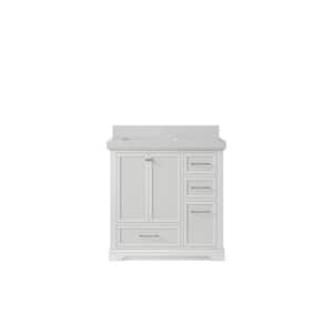 Alys 36 in. W. x 22 in. D x 36 in. H Single Left Offset Sink Bath Vanity in White with 2 in. Carrara Qt. Top