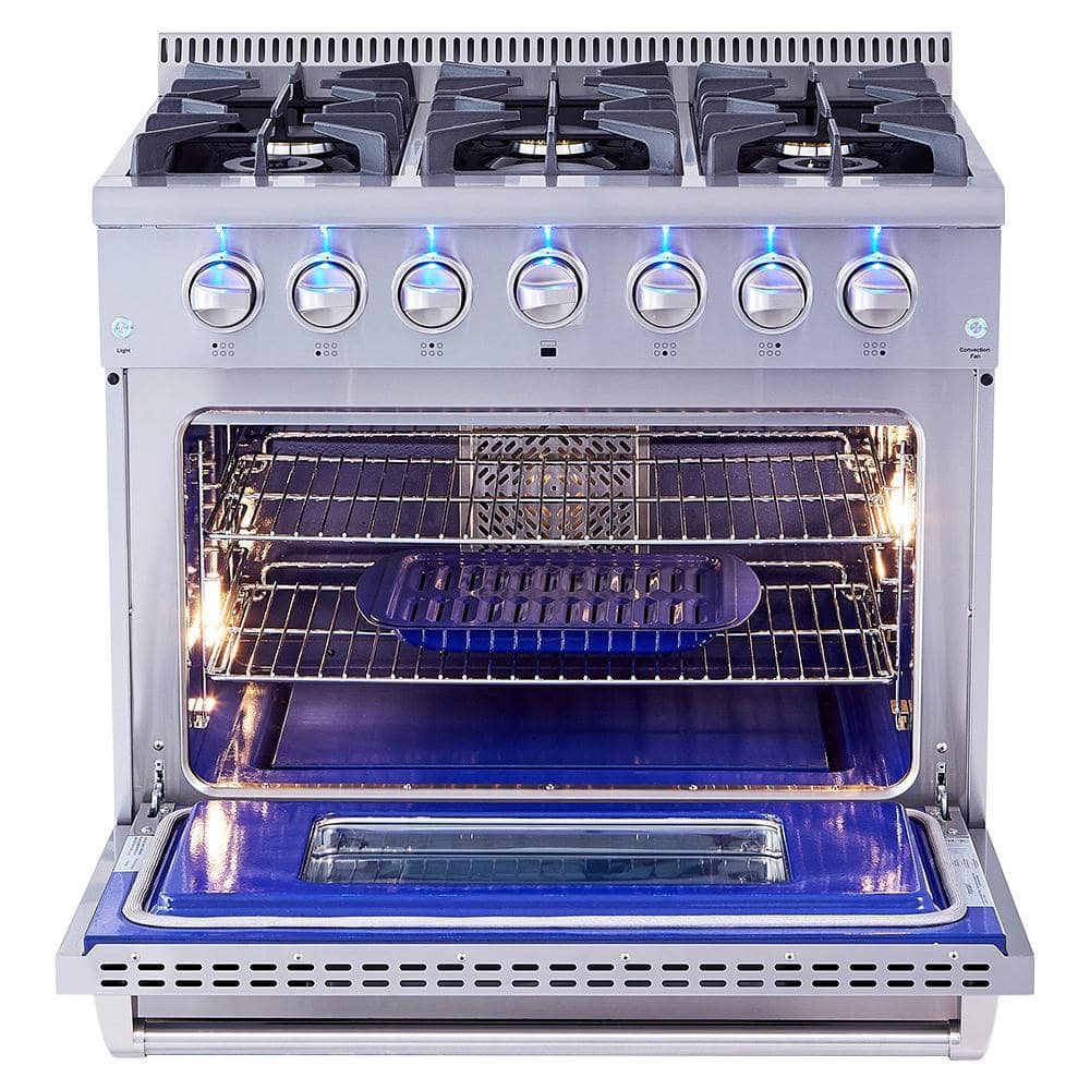 Thor 36" Stainless Steel Dual-Fuel Convection Range with Griddle