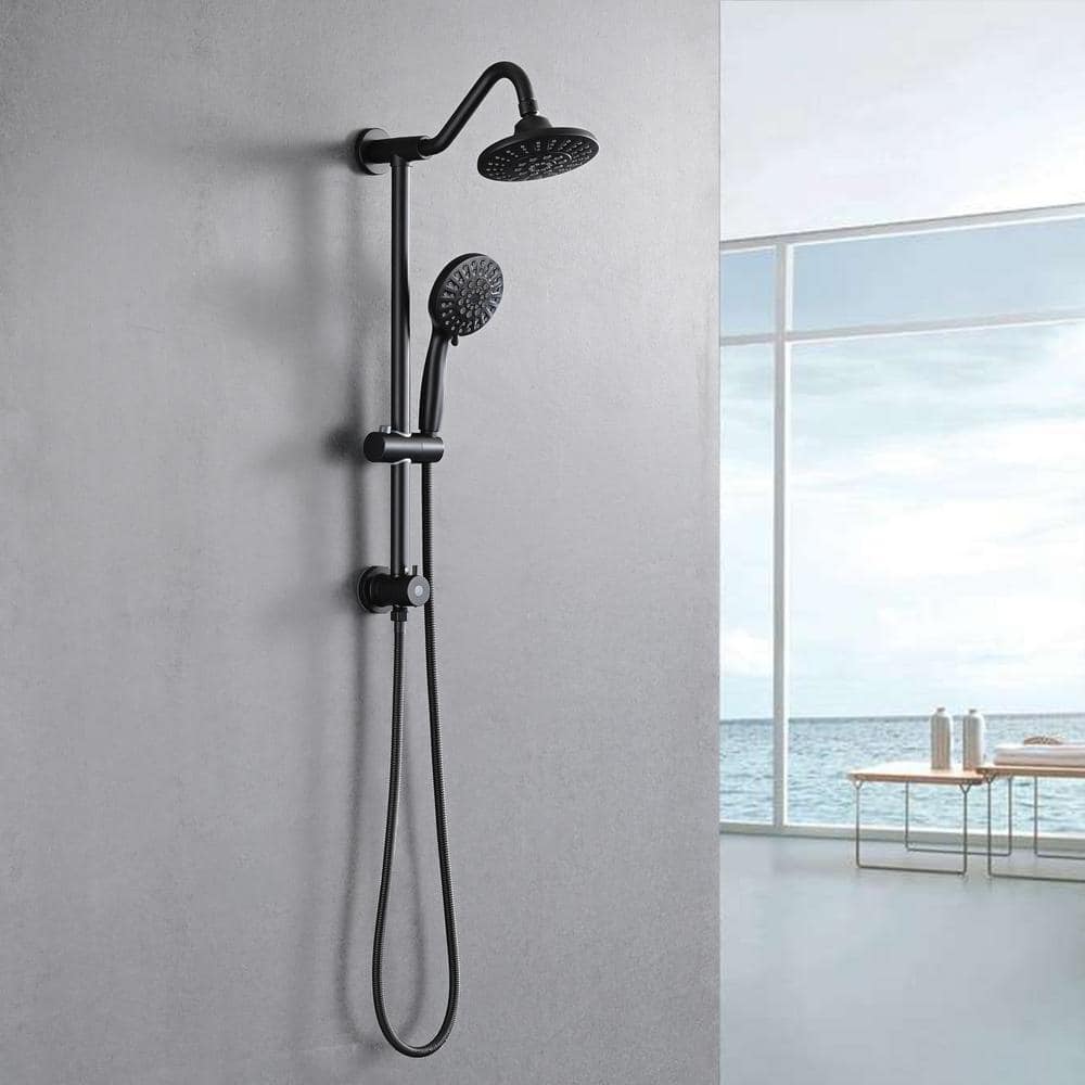 Large Matte Black Round Rain Shower Head with Handheld
