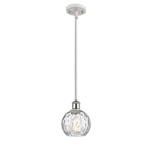 Athens Water Glass 100-Watt 1-Light Whiteand Polished Chrome Shaded Mini Pendant Light with Clear Glass Shade