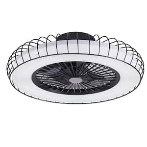 1 Light Integrated LED Black Ceiling Fan Round Chandelier for Bedroom, Living Room and Dining Room