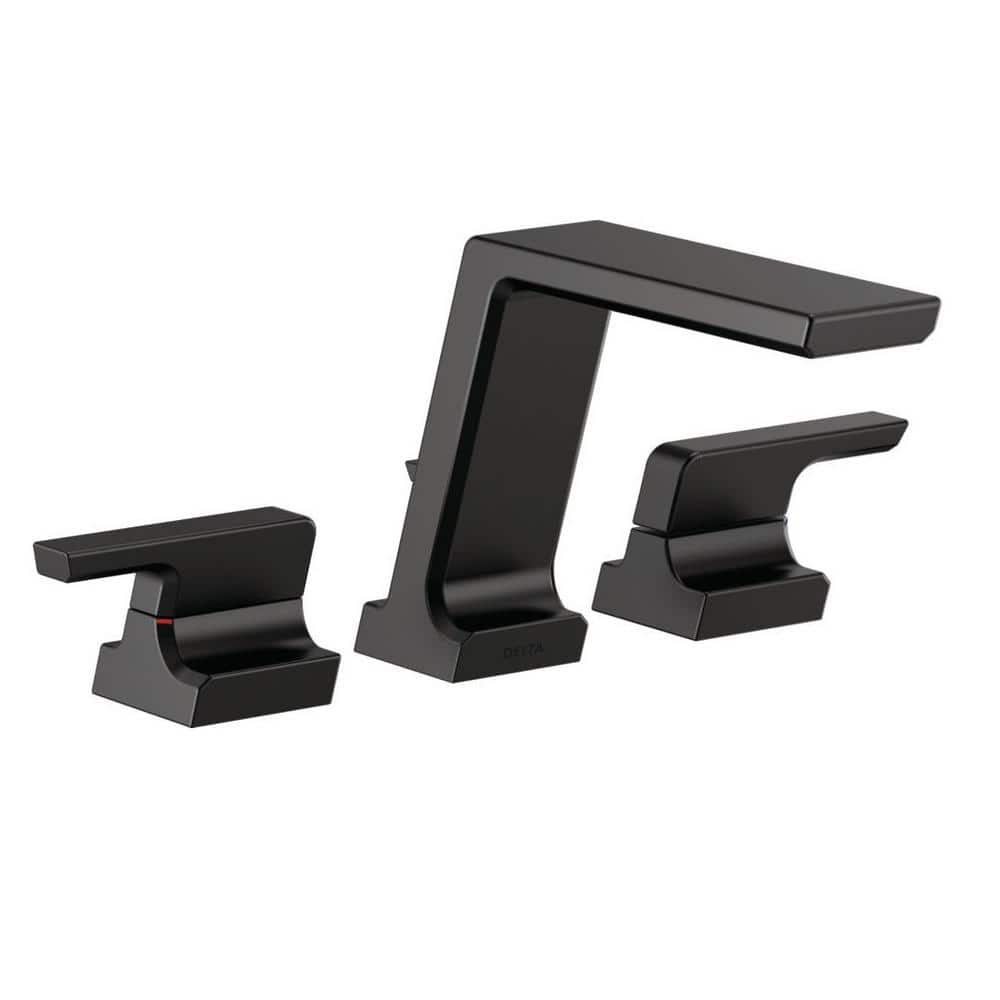 Matte Black Brass Modern Deck Mounted Widespread Faucet
