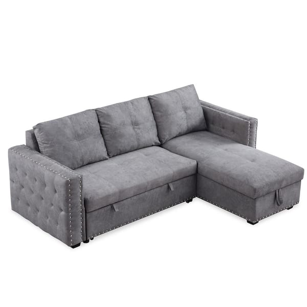 Boyel Living 91 In Gray Polyester, Folding Sofa Bed With Storage
