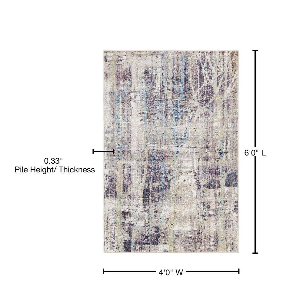 4' x 6' Blue Abstract Stain-Resistant Synthetic Rug