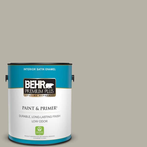 BEHR PREMIUM PLUS 1 gal. Home Decorators Collection #HDC-CL-27G Rushmore Gray Satin Enamel Low Odor Interior Paint & Primer