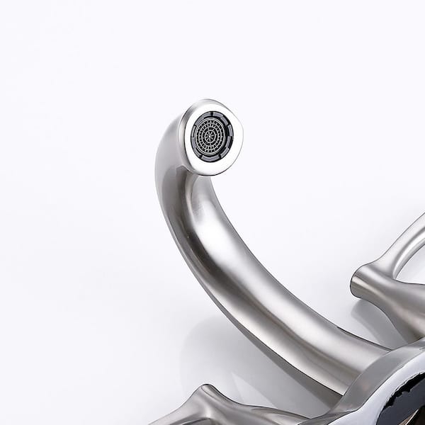 4 in. Centerset Double Handle Bathroom Faucet with Pop-Up Drain in Brushed Nickel