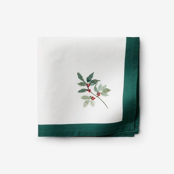 Company Cotton Floral Berry 19 in. W x 19 in. H Green Cotton Napkins Set of 4