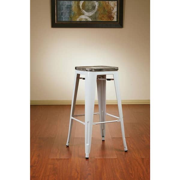 OSP Home Furnishings Bristow 30 in. White Bar Stool (Set of 4)