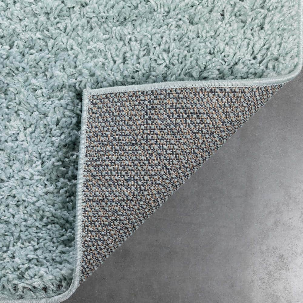 Seafoam Green Rectangular Shag Synthetic Area Rug 5' x 7'
