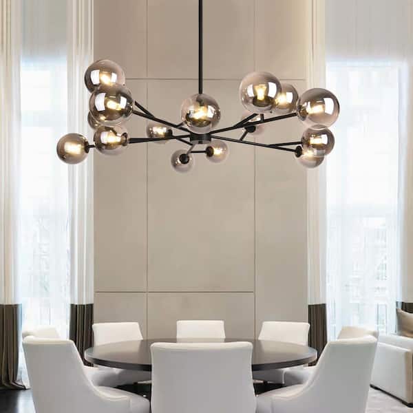 コスモス　 フルティルトDECENDANT8 28.0-28.5cm HUOKU CEDER 15-Light 50.4 in. W Black Chandelier with Smoked Glass