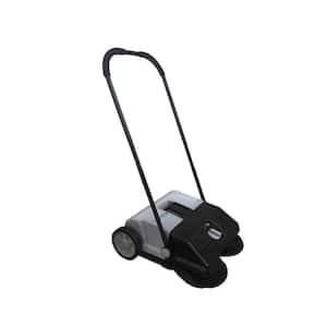 Walk-Behind Outdoor Hand Push Sweeper - 6.5 Gal. Capacity and 22 in. Sweeping Width in Grey