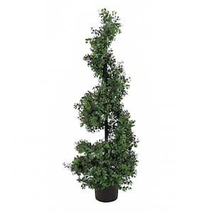 48 in. Artificial Boxwood Spiral Topiary in Nursery Pot, Green