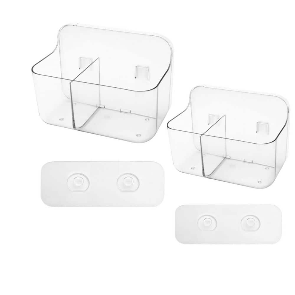 2-Pack Acrylic 2-Compartment Adhesive Wall Mount Shower Caddy in Clear for Bathroom Vanities Kitchen Cabinets price history on PriceWatchPro