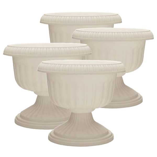 Southern Patio Dynamic Outdoor Resin Grecian Urn Planter Pot, White (4-Pack)