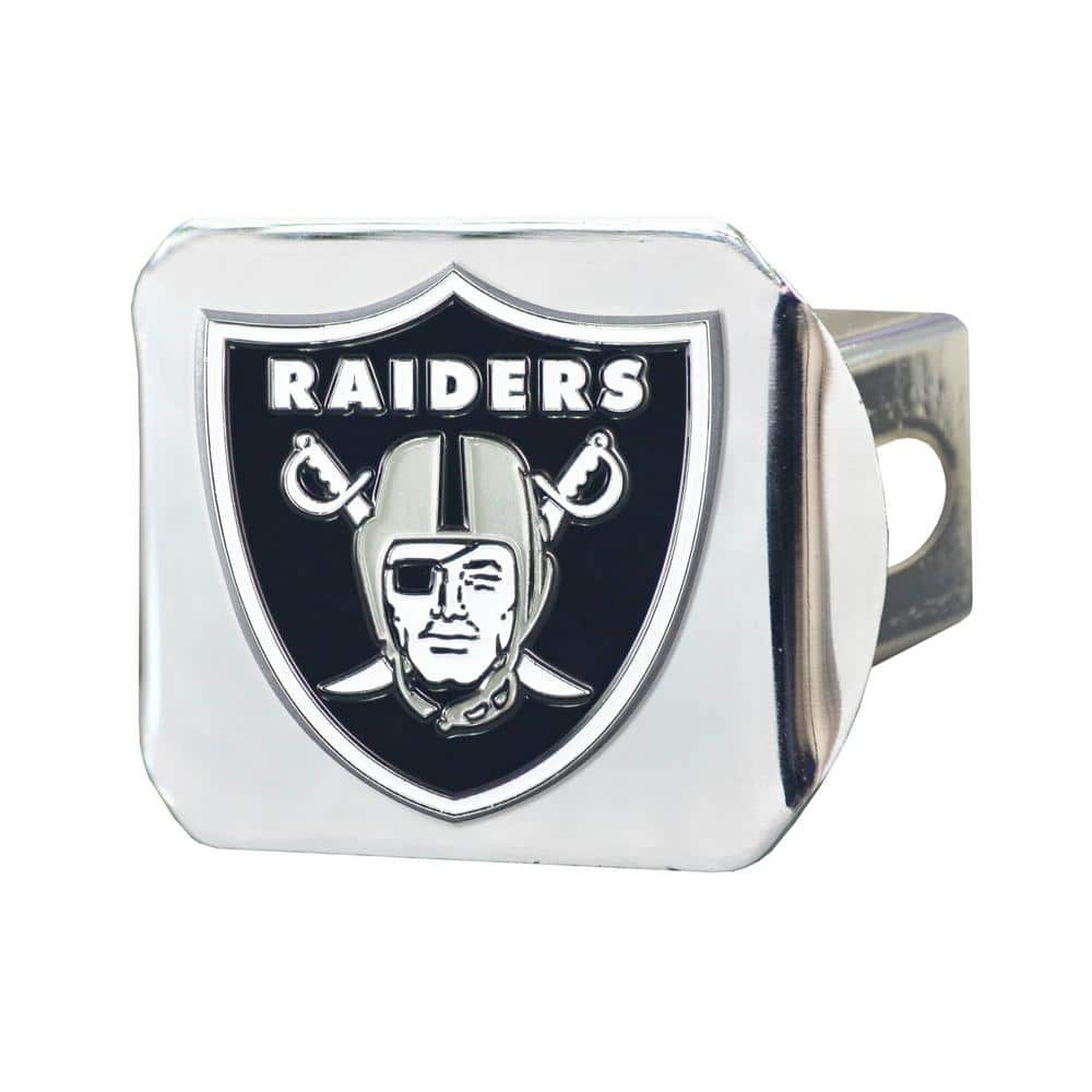 Las Vegas Raiders NFL Black Metal Hitch Cover with 3D Colored Team Logo by Fanmats - Unique Round Molded Design – Easy Installation on Truck, SUV