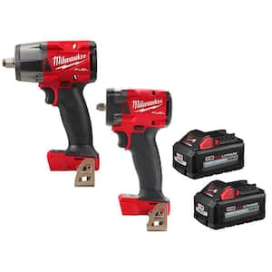 M18 FUEL 18V Lith-Ion Brushless Cordless 1/2 in. Impact Wrench w/3/8 in. Impact Wrench & (2) High Output 6.0Ah Battery