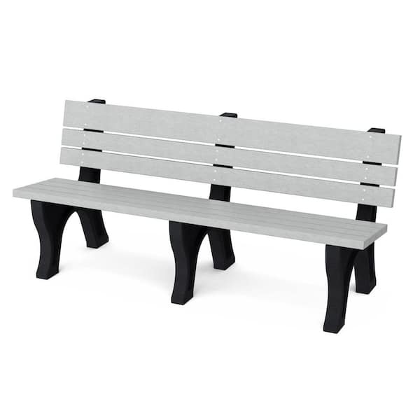 Wildridge Heritage 6 ft. Light Gray and Black HDPE Plastic Outdoor Park Bench