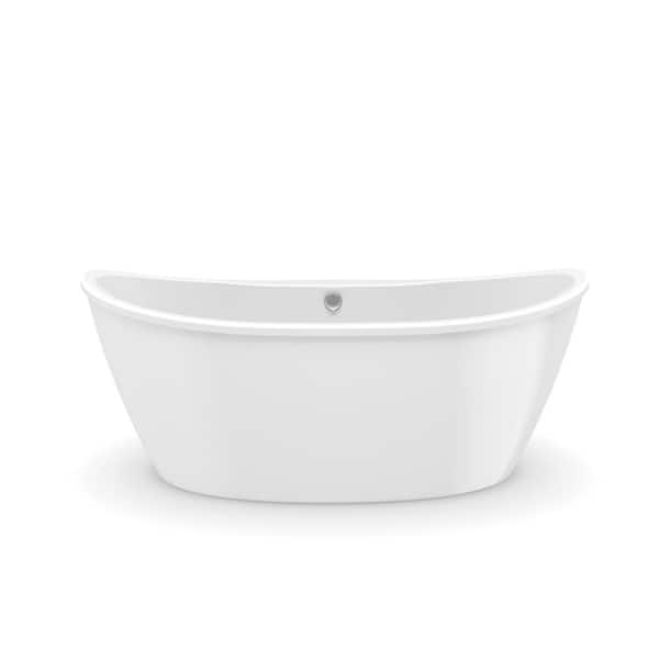 MAAX Delsia 66 in. Fiberglass Center Drain Non-Whirlpool Flatbottom Freestanding Bathtub in White