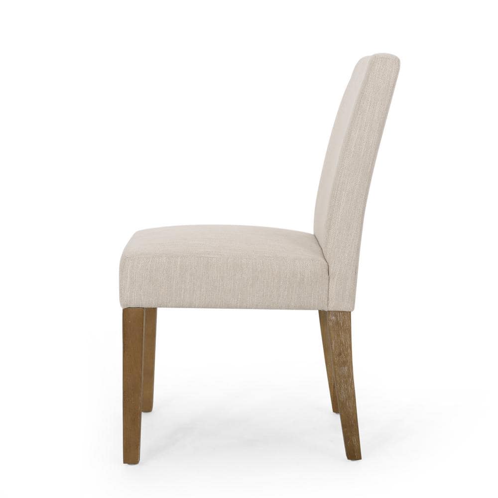 Beige and Weathered Brown Upholstered Rubberwood Parsons Side Chair Set