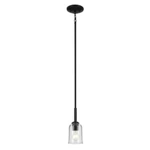 Shailene 1-Light Black Traditional Shaded Kitchen Mini Hanging Pendant Light with Clear Glass