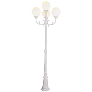 Wilshire 7.5 ft. 4-Light White Outdoor Pole Lantern with Opal Acrylic Shade
