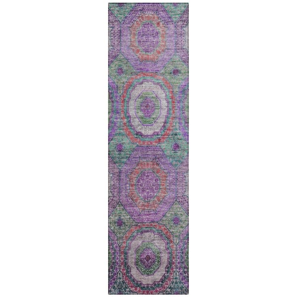 Chantille Machine Washable Indoor/Outdoor Abstract ACN2049 Purple 2 ft. 3 in. x 7 ft. 6 in. Runner Rug