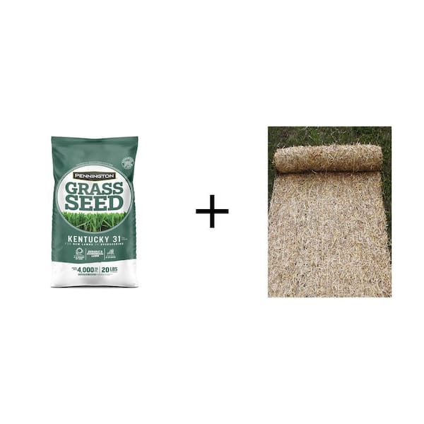 Kentucky 31 Tall Fescue 20 lb Grass Seed and 4 ft. x 50 ft. Wheat Straw Seed Starter Blanket Combo
