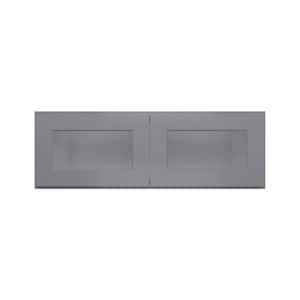 36 in. W x 12 in. D x 12 in. H in Shaker Grey Ready to Assemble Wall Kitchen Cabinet with No Glasses