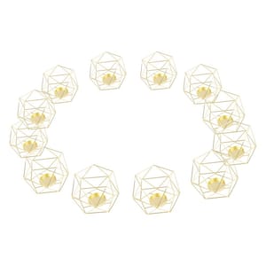 12-Piece Gold Geometric Iron Tea Light Candle Holders Table Centerpiece Decoration