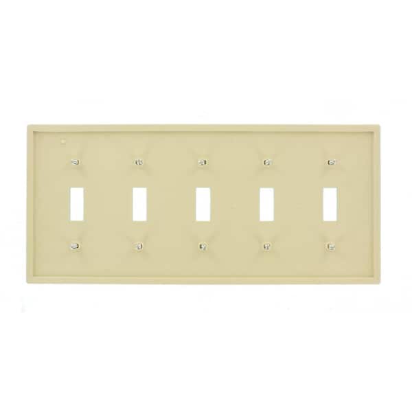 LEVITON 80723-I Commercial Grade Nylon 5 Gang Ivory Wallplate NEW LOT OF 5 