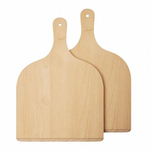 2-Pack Wooden Pizza Peel Set with 12 Inch Paddle and Ergonomic Handles for Pizza Transfer and Cutting