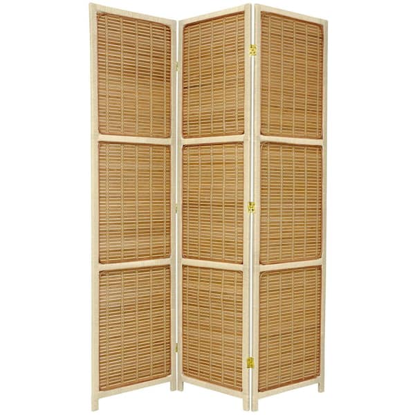 Oriental Furniture 6 ft. Cream 3-Panel Room Divider