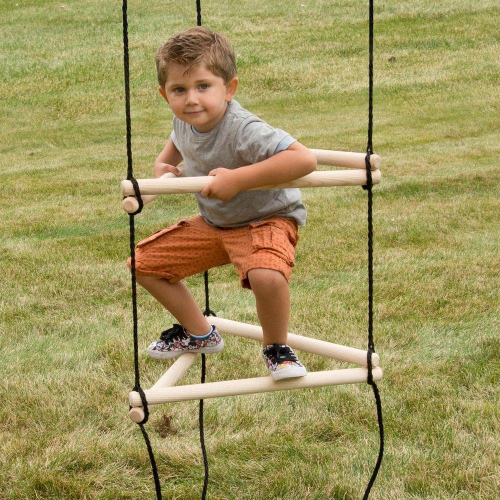 7-Foot Triangle Wood and Rope Climbing Ladder