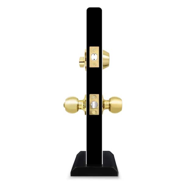 Premier Lock Solid Brass Entry Door Knob Combo Lock Set with
