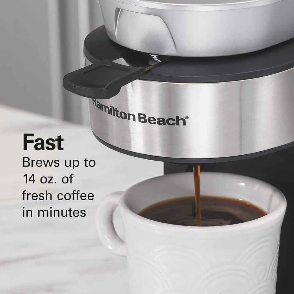 Stainless Steel Single-Serve Coffee Maker with Removable Reservoir
