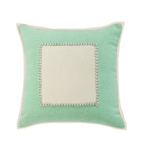 Riviera Pastel Green/Cream Framed Textured Poly-fill 20 in. x 20 in. Indoor Throw Pillow