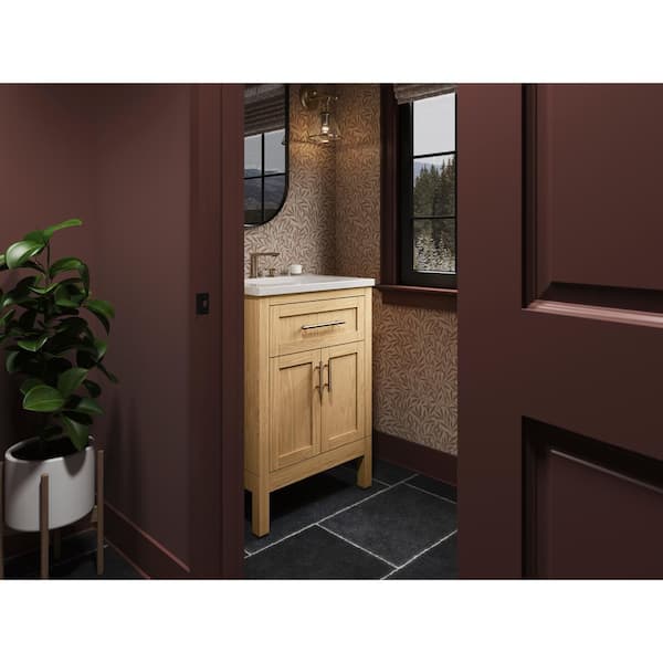 KOHLER Hadron 24.75in. Single Sink Freestanding Light Oak Bath Vanity with White Quartz Top Assembled