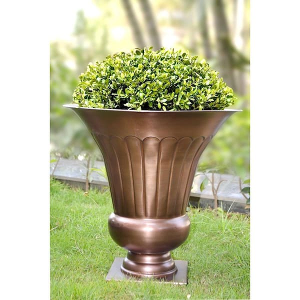 17.25 in. Antique Copper Metal Urn Planter
